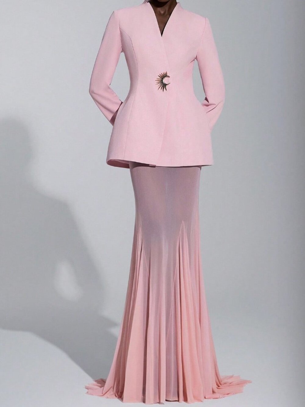 Dusty Pink Elegant Women's Minimalist Formal Gala Dress with Fishtail Hem